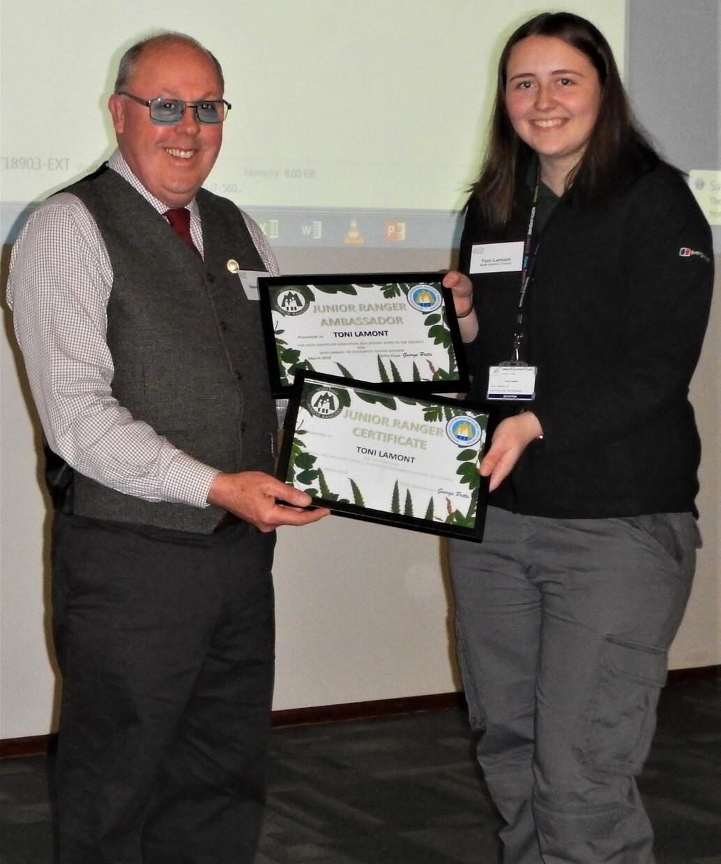 The Apprentice Ranger Award being handed over