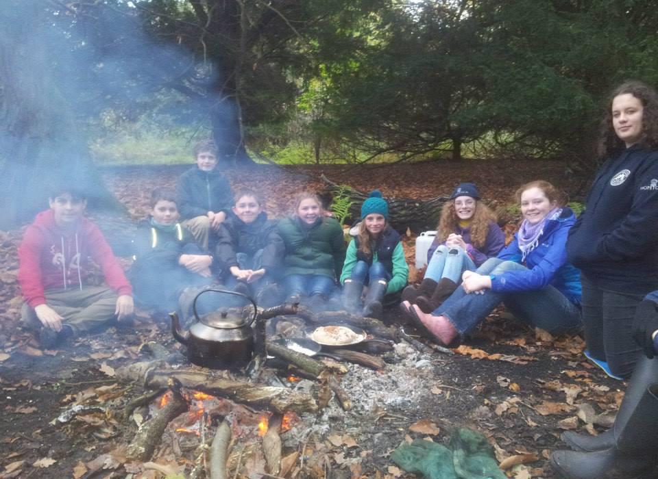 Hopetoun Junior Rangers gathered around a campfire